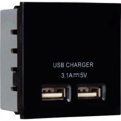 2 port 3.1A USB Charger Euro Module in Black with Bespoke Brown Option 2 port 3.1A USB Charger Euro Module in Black with Bespoke Brown Option
